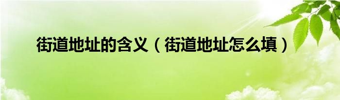 街道地址的含义【街道地址怎么填】