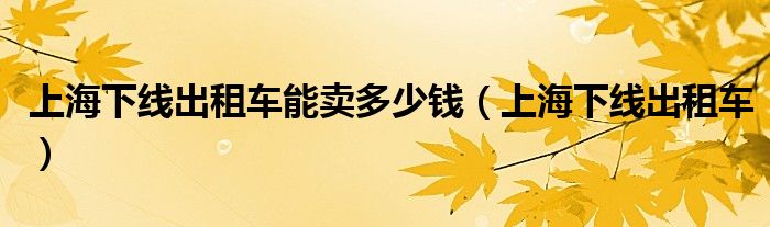 上海下线出租车能卖多少钱【上海下线出租车】