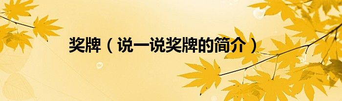 奖牌【说一说奖牌的简介】