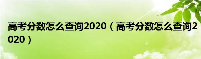 高考分数怎么查询2020【高考分数怎么查询2020】