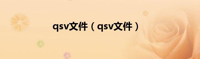 qsv文件【qsv文件】