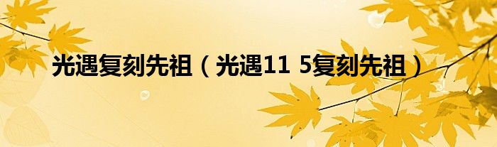 光遇复刻先祖【光遇11 5复刻先祖】