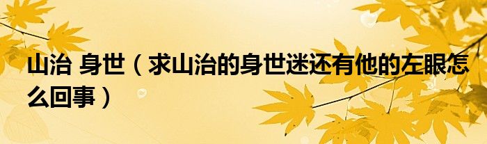 山治 身世【求山治的身世迷还有他的左眼怎么回事】