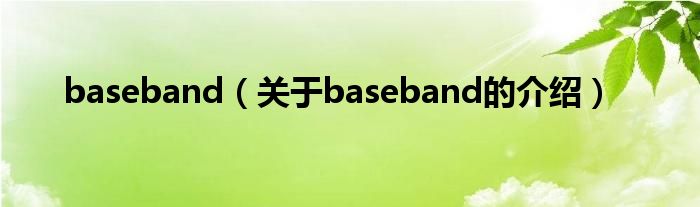 baseband【关于baseband的介绍】