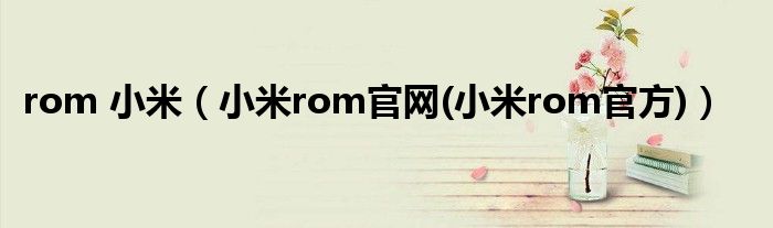 rom 小米【小米rom官网(小米rom官方)】