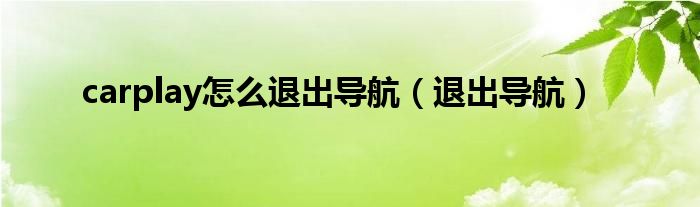 carplay怎么退出导航【退出导航】