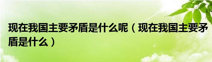 现在我国主要矛盾是什么呢【现在我国主要矛盾是什么】