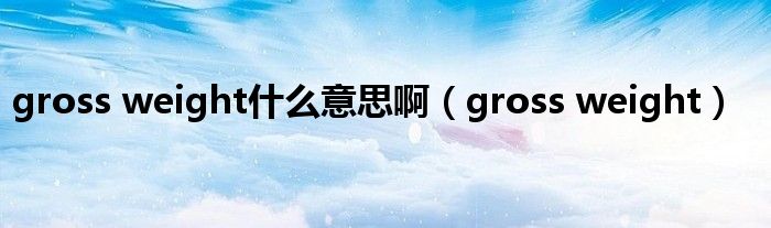 gross weight什么意思啊【gross weight】