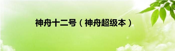 神舟十二号【神舟超级本】