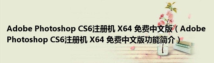 Adobe Photoshop CS6注册机 X64 免费中文版【Adobe Photoshop CS6注册机 X64 免费中文版功能简介】