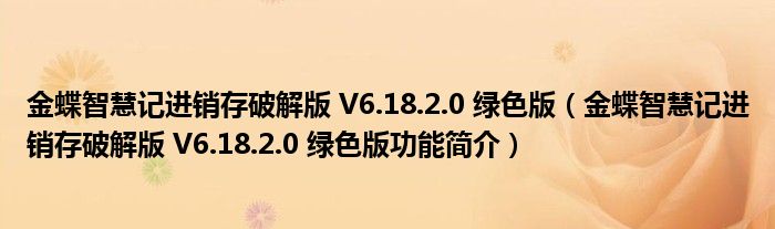 金蝶智慧记进销存破解版 V6.18.2.0 绿色版【金蝶智慧记进销存破解版 V6.18.2.0 绿色版功能简介】