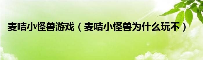 麦咭小怪兽游戏【麦咭小怪兽为什么玩不】