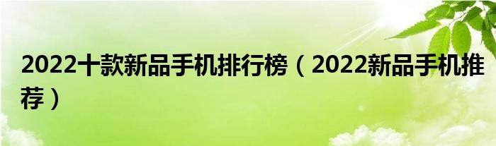 2022十款新品手机排行榜【2022新品手机推荐】
