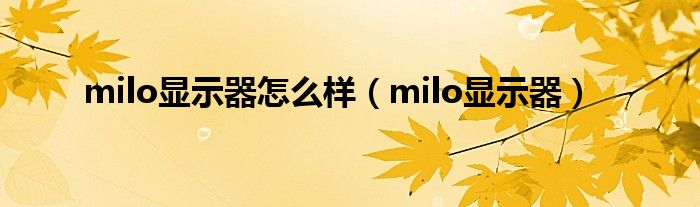 milo显示器怎么样【milo显示器】