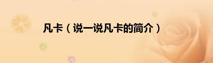 凡卡【说一说凡卡的简介】