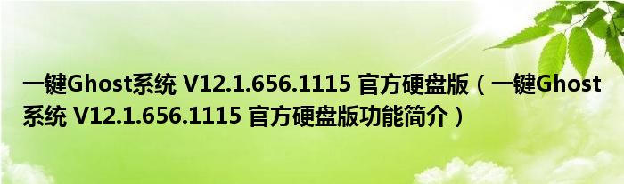 一键Ghost系统 V12.1.656.1115 官方硬盘版【一键Ghost系统 V12.1.656.1115 官方硬盘版功能简介】