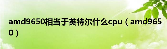 amd9650相当于英特尔什么cpu【amd9650】