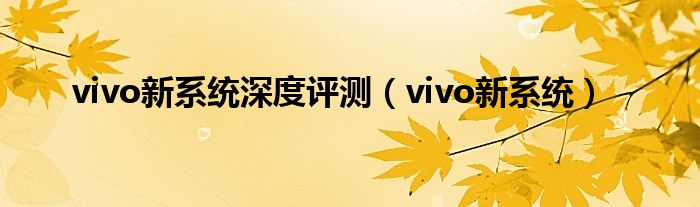 vivo新系统深度评测【vivo新系统】