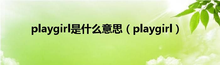 playgirl是什么意思【playgirl】