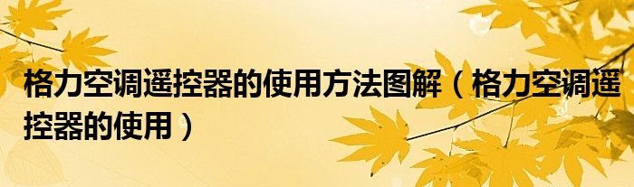 格力空调遥控器的使用方法图解【格力空调遥控器的使用】